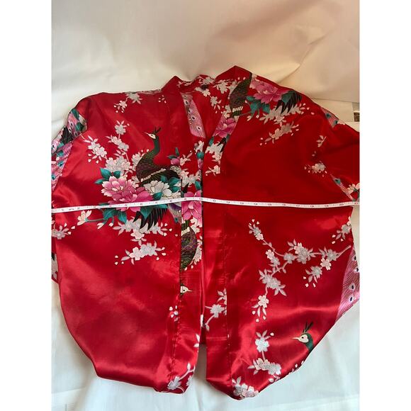 Avidlove dressing robe women’s size medium Red Colorful Peacock Floral Design - Picture 10 of 10
